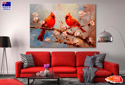 Birds On Blossom Tree Oil Painting Wall Art Limited Edition High Quality Print