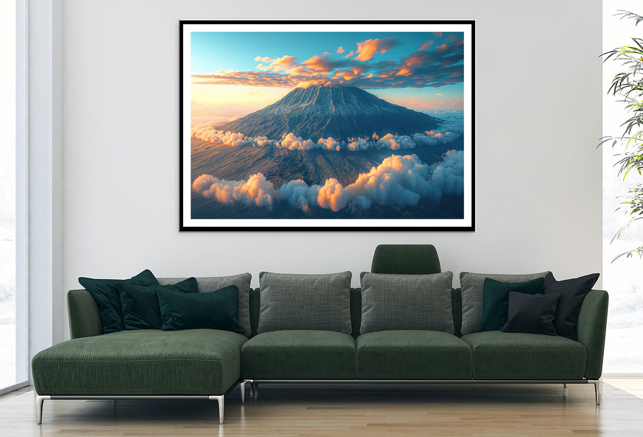 Clouds Around Mount Kilimanjaro Home Decor Premium Quality Poster Print Choose Your Sizes