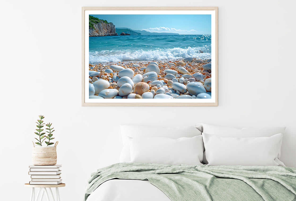 View of Rocks, Beach with Sky Home Decor Premium Quality Poster Print Choose Your Sizes