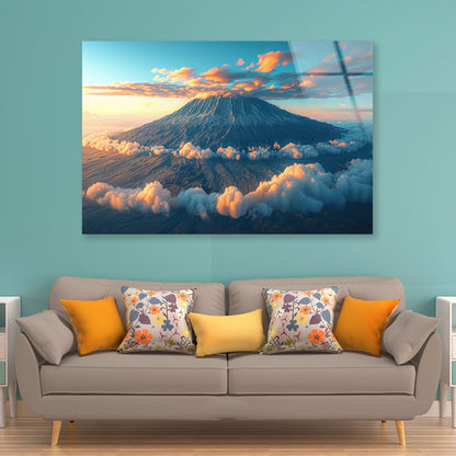 Clouds Around Mount Kilimanjaro Acrylic Glass Print Tempered Glass Wall Art 100% Made in Australia Ready to Hang