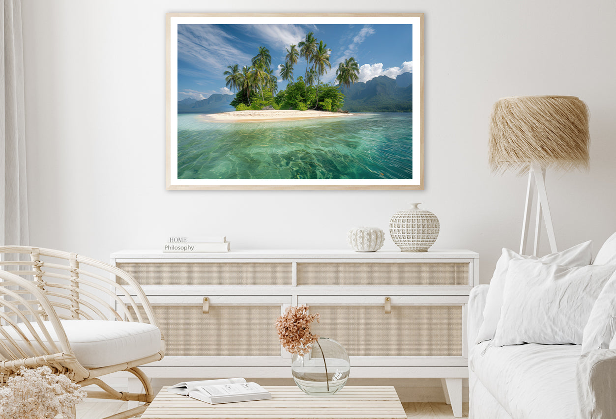 Tropical Island Paradise with Palm Trees Home Decor Premium Quality Poster Print Choose Your Sizes