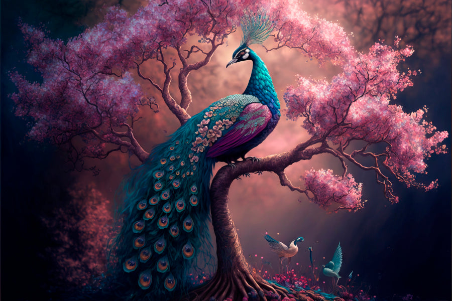 Peacock Sitting on Top of a Tree Acrylic Glass Print Tempered Glass Wall Art 100% Made in Australia Ready to Hang