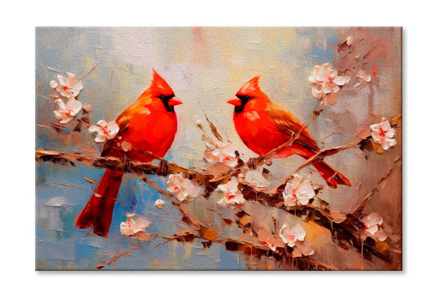 Birds On Blossom Tree Oil Painting Wall Art Limited Edition High Quality Print