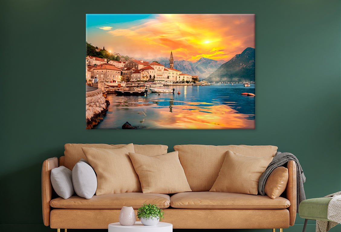 Perast in Bay of Kotor at Sunset Wall Art Decor 100% Australian Made