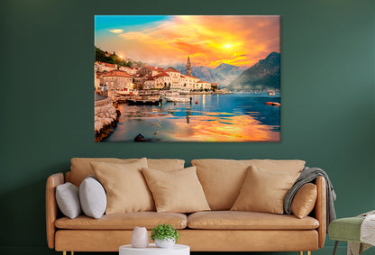 Perast in Bay of Kotor at Sunset Wall Art Decor 100% Australian Made