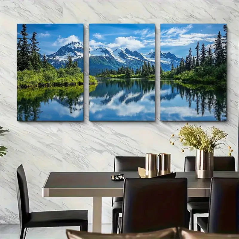 3pcs Alaska Alaskan Landscape Décor Perfect Wall Art Canvas Framed 60x90cm