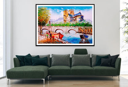 Oil Painting - Street View of Paris Home Decor Premium Quality Poster Print Choose Your Sizes