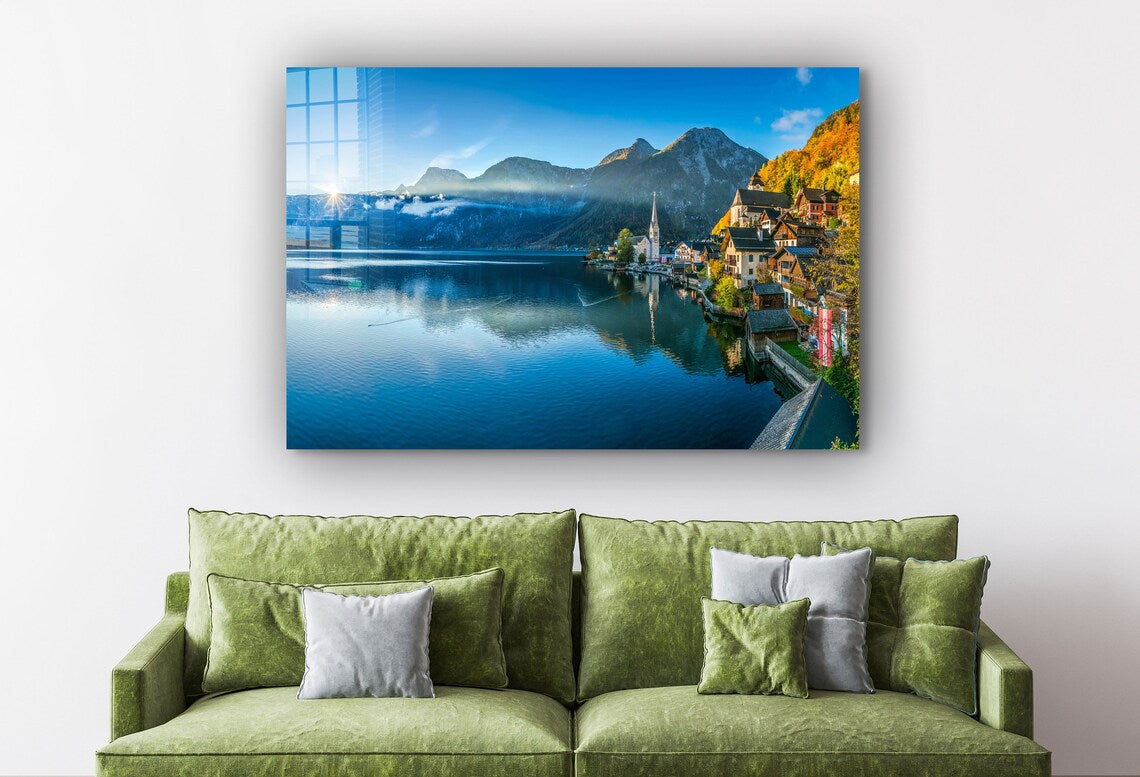 Hallstatt Village Lake UV Direct Aluminum Print Australian Made Quality