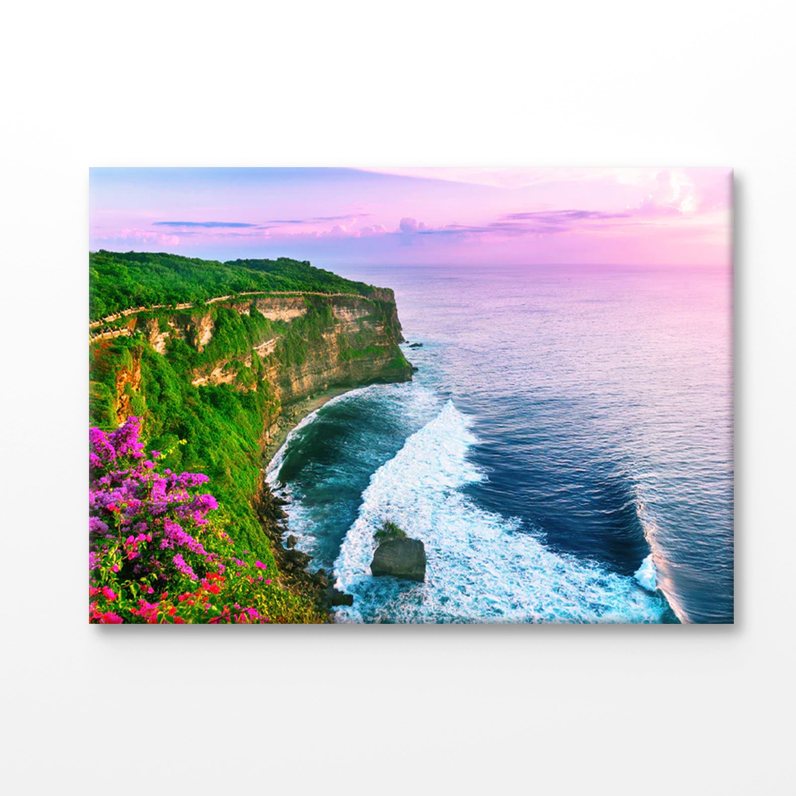 Bella Home Uluwatu Cliff With Flowers Print Canvas Ready to hang