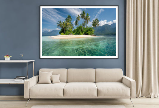 Tropical Island Paradise with Palm Trees Home Decor Premium Quality Poster Print Choose Your Sizes