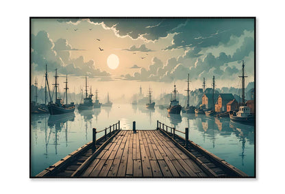 Sunrise Serenity Wooden Pier Fishing at Dawn Home Decor Premium Quality Poster Print Choose Your Sizes