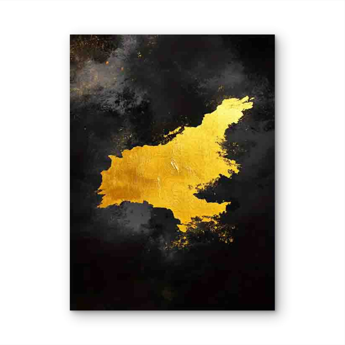 Abstract Map Design with Yellow & Black 40x60cm Metal Print Ready to Hang