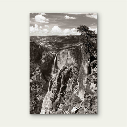 Yosemite Mountain Ridge With Waterfall 60x90cm Metal Print Ready to Hang