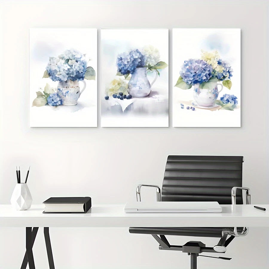 3pcs Modern Floral & Vase Design Bohemian Metal Print Ready to Hang Art