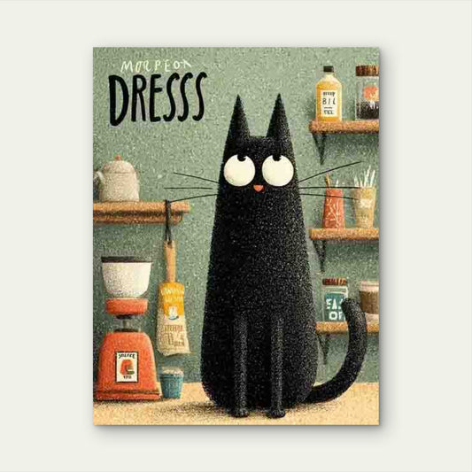 Black Cat & Coffee Metal Print Ready to Hang