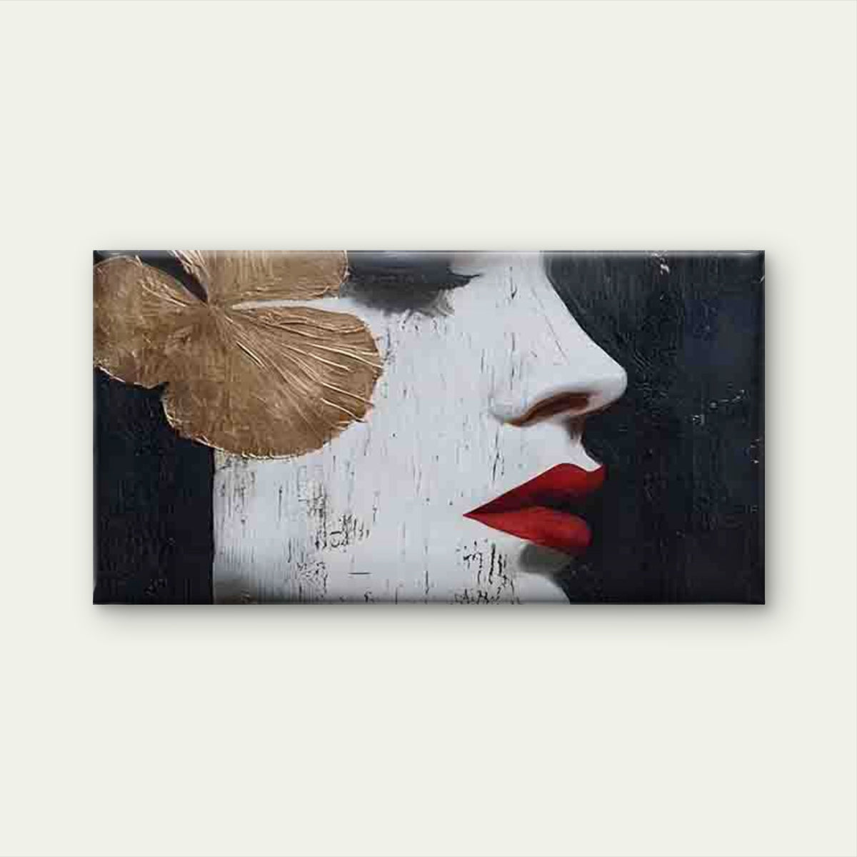 Woman's Side Profile Wall Art Canvas Office Home Room Framed 120x60cm