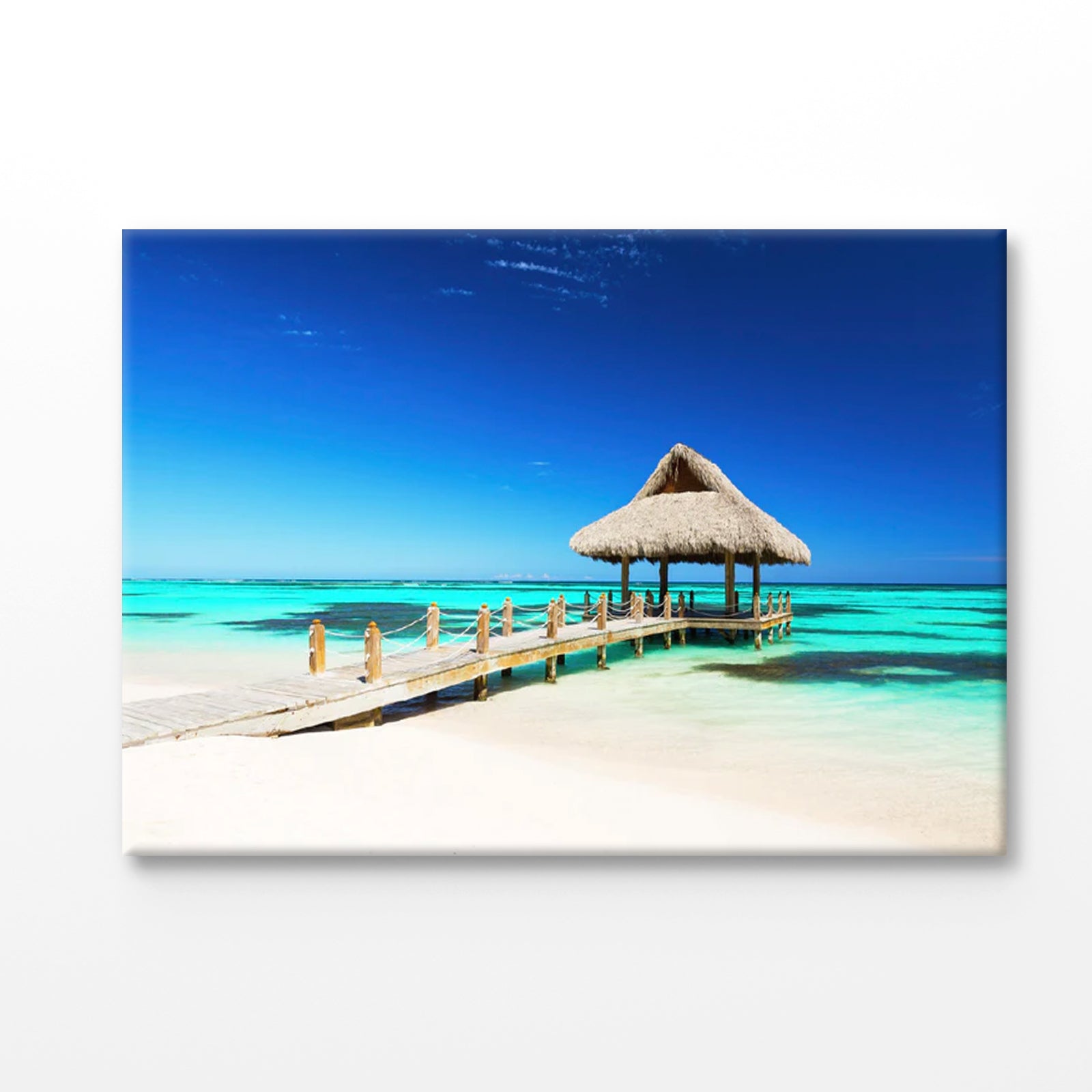 Bella Home Pier to The Sea Hut With Sky Print Canvas Ready to hang