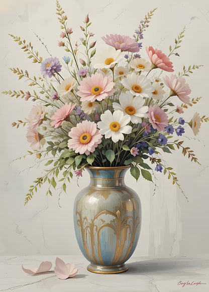 Blush Pink Gerbera Daisy Vase 60x90cm Metal Print Ready to Hang