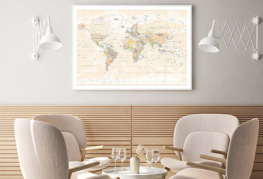 Political Physical Topographic World Map Home Decor Premium Quality Poster Print Choose Your Sizes