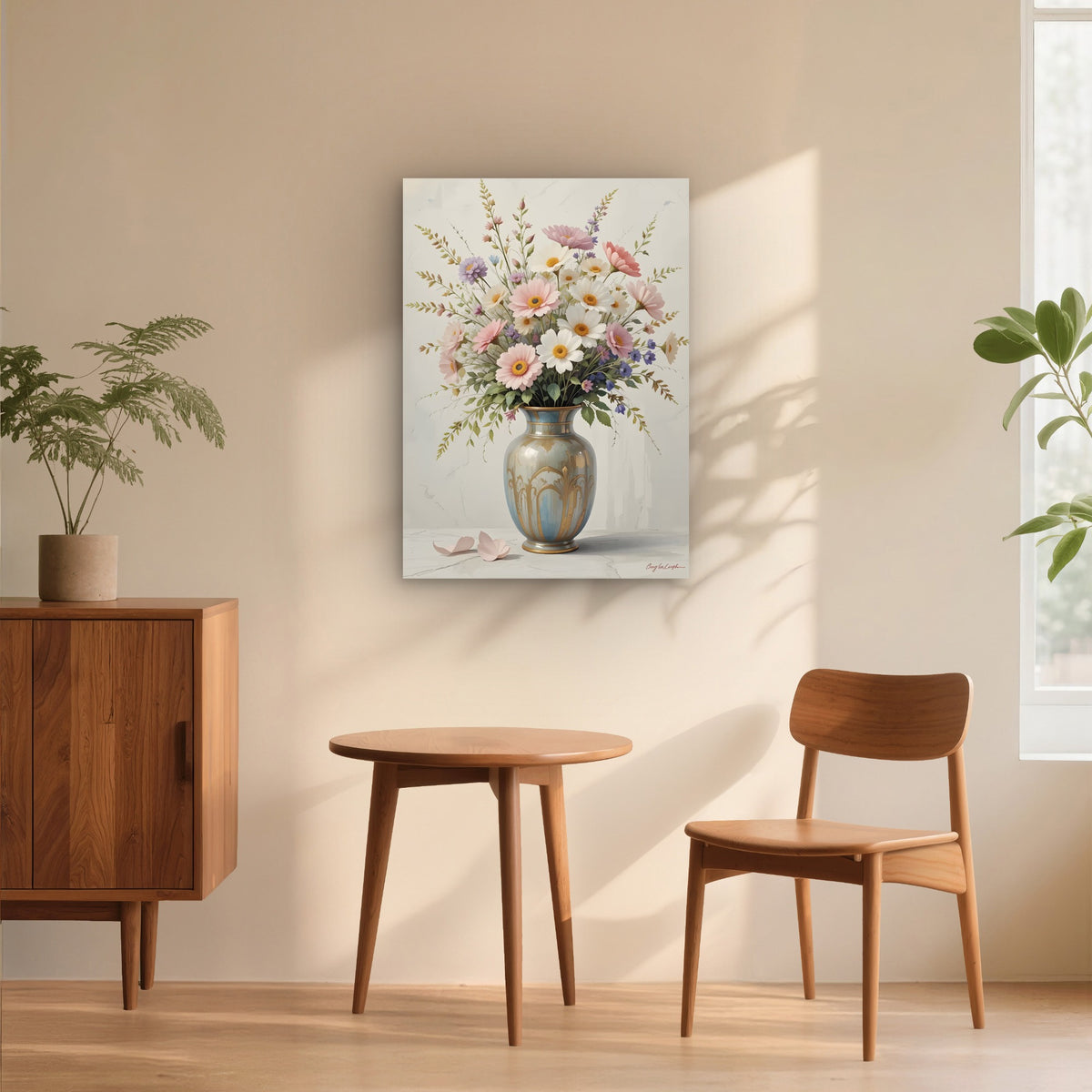 Blush Pink Gerbera Daisy Vase 60x90cm Metal Print Ready to Hang