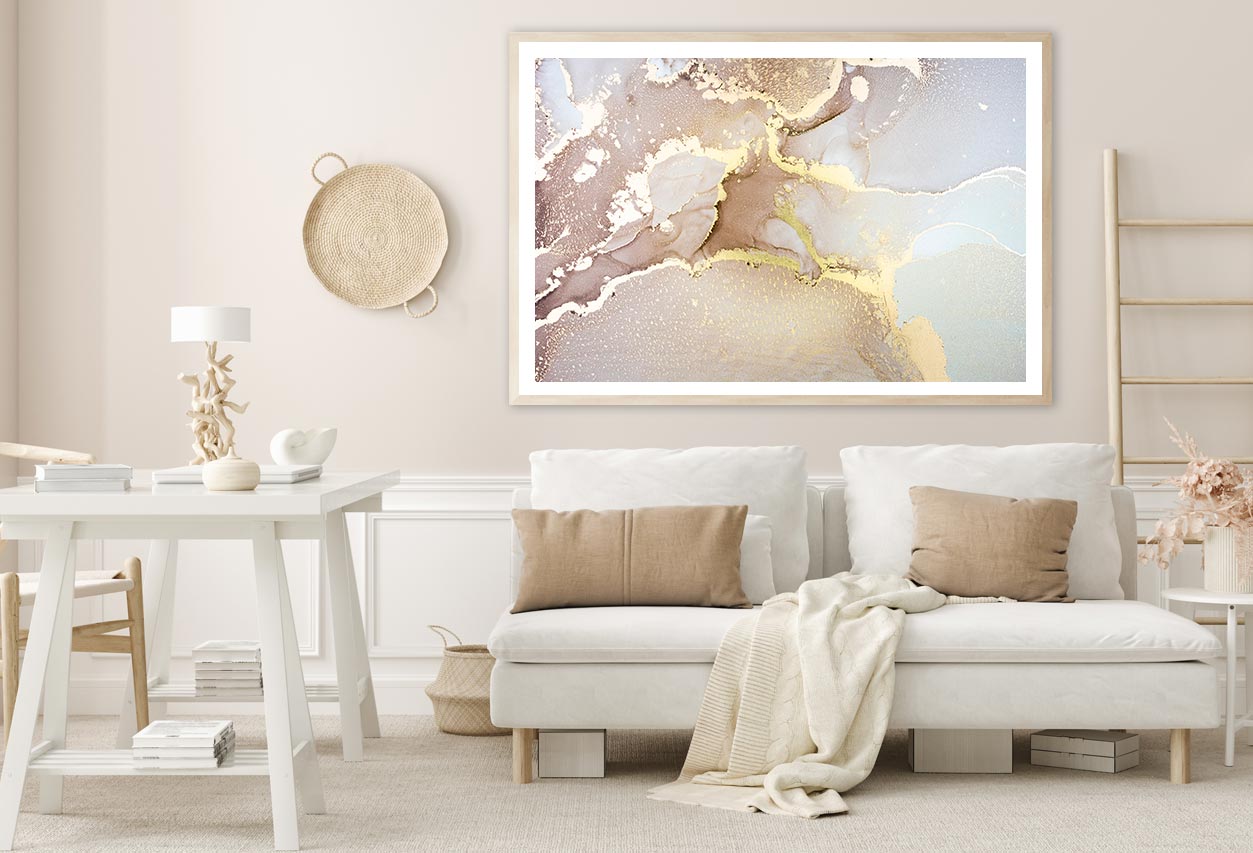 Gray Pink Gold Abstract Fluid Art Home Decor Premium Quality Poster Print Choose Your Sizes