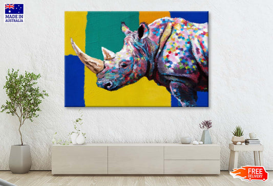 Abstract Rhinoceros on Colorful Background Wall Art Limited Edition High Quality Print