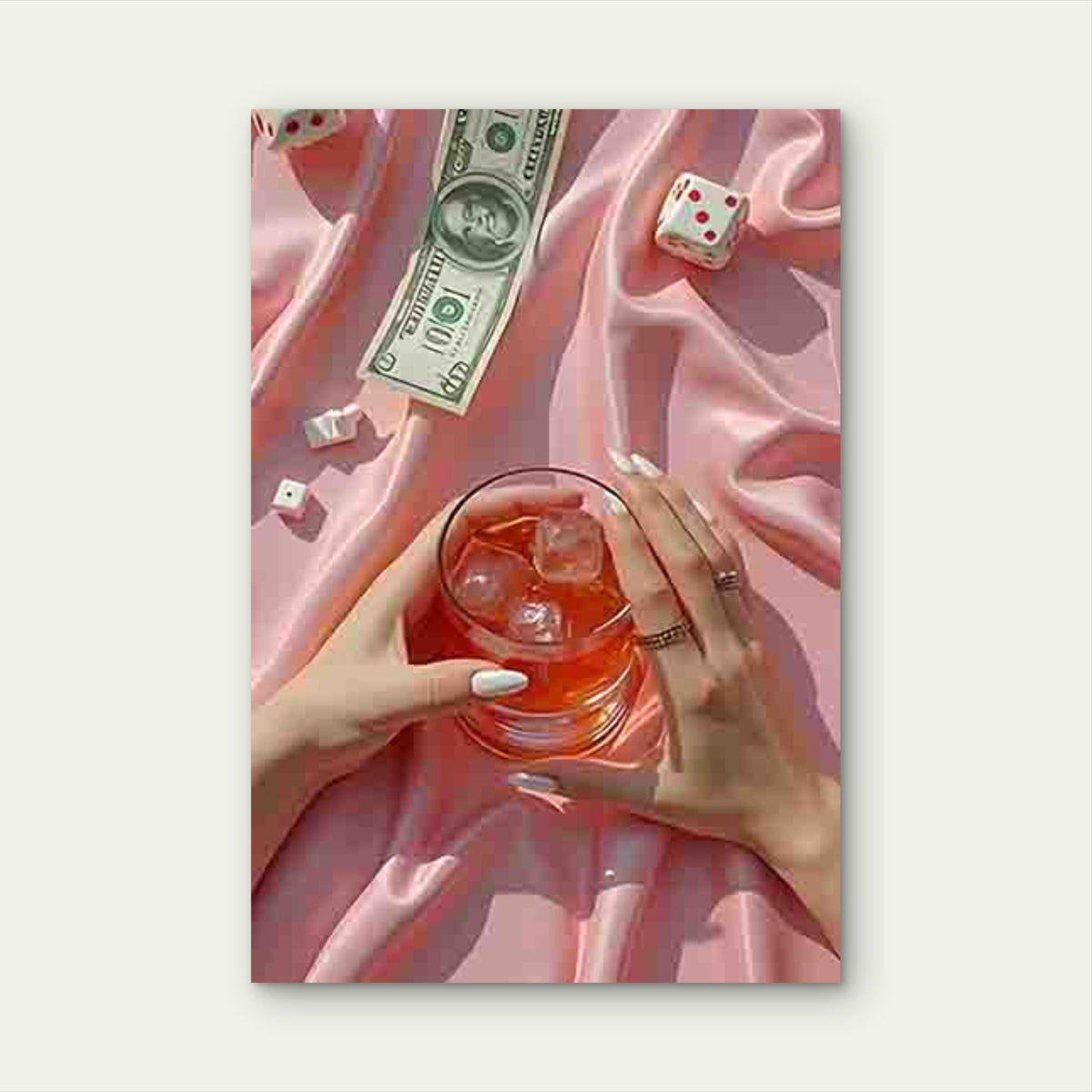 Elegantly Manicured Hands Holding a Cold Drink 40x60cm Metal Print Ready to Hang