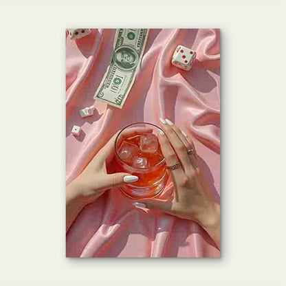 Elegantly Manicured Hands Holding a Cold Drink 40x60cm Metal Print Ready to Hang