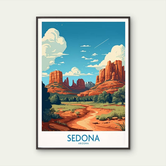 The Iconic Red Rock Spires Of Sedona Travel Poster Print Wall Art