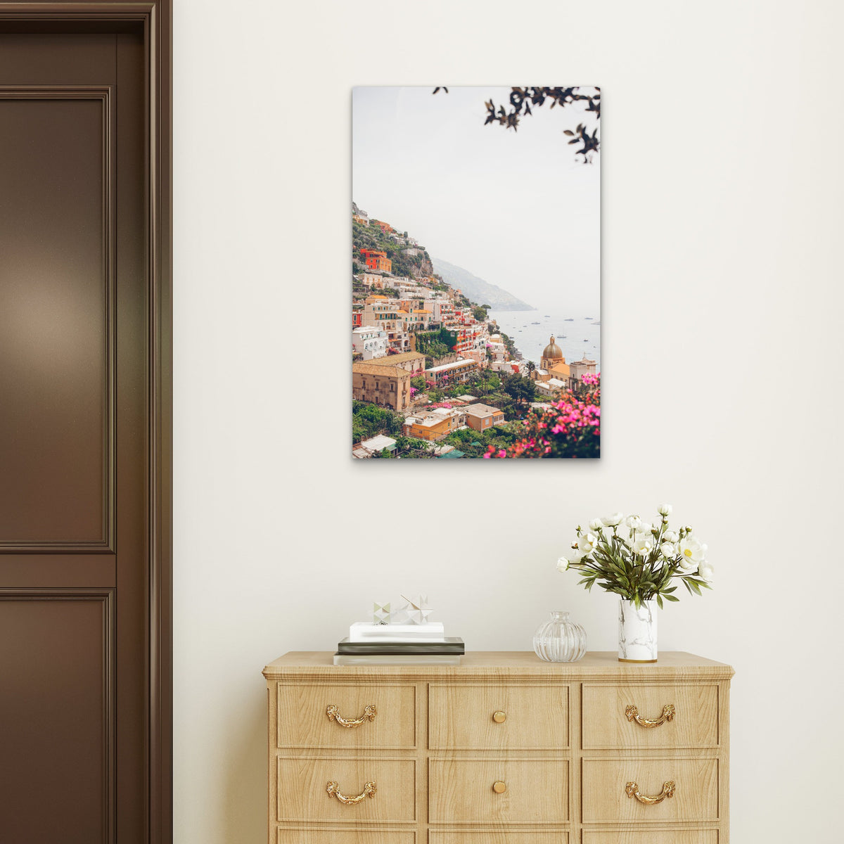 Amalfi Coast Positano Village Coastal View Art 40x60cm Metal Print Ready to Hang