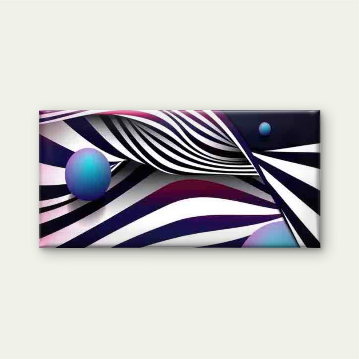 Abstract Wavy Lines And Spheres Wall Art Canvas Office Home Room Framed 120x60cm