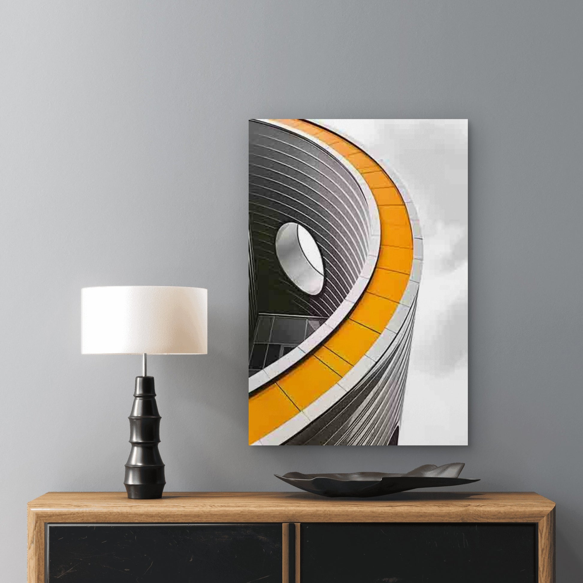 Modern Architectural Style Pattern 60x90cm Metal Print Ready to Hang - Bella Home Decor