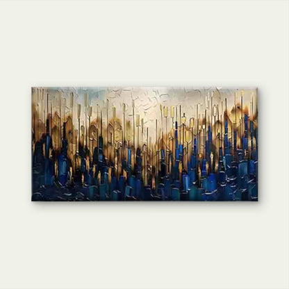 Blue And Brown Brush Strokes, Wall Art Canvas Office Home Room Framed 120x60cm