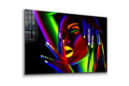 Neon Woman Abstract UV Direct Aluminum Print Australian Made Quality