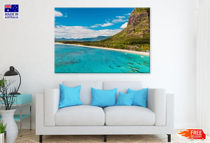 Le Morne Mountain In Island Beach Print 100% Australian Made