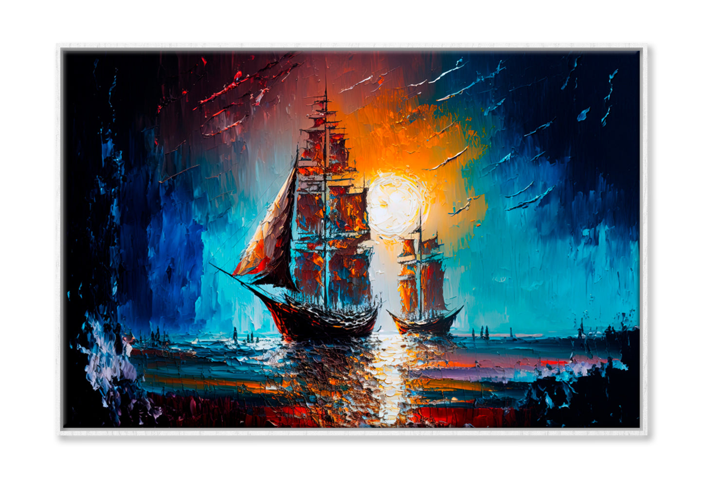 Seascape With Yacht Oil Painting Wall Art Limited Edition High Quality Print Canvas Box Framed White