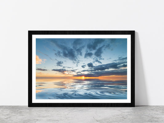 Sunset During The Rain & Blue Sky Glass Framed Wall Art, Ready to Hang Quality Print With White Border Black