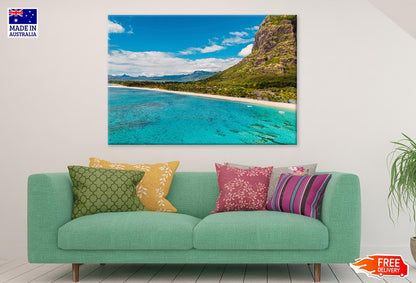 Le Morne Mountain In Island Beach Print 100% Australian Made