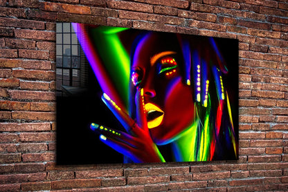 Neon Woman Abstract UV Direct Aluminum Print Australian Made Quality