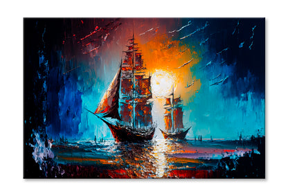 Seascape With Yacht Oil Painting Wall Art Limited Edition High Quality Print Stretched Canvas None