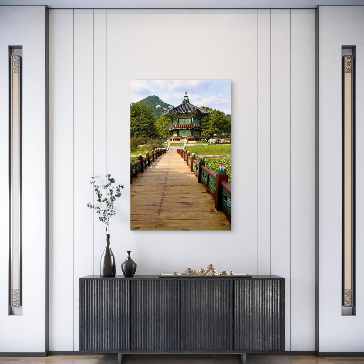 Asian Pagoda Scenic Setting 60x90cm Metal Print Ready to Hang