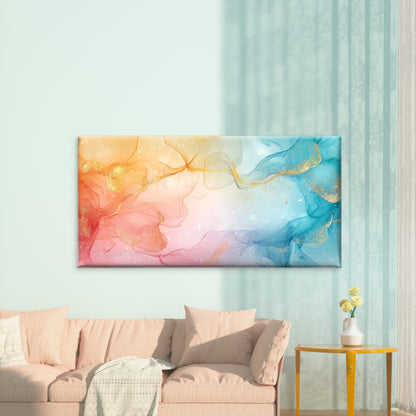 Golden Flow Through Pastels Wall Art Canvas Office Home Room Framed 120x60cm
