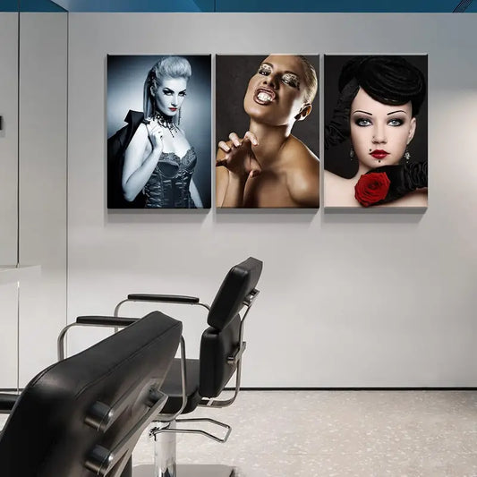 3pcs Modern Hair Salon Wall Decor Metal Print Ready to Hang Art