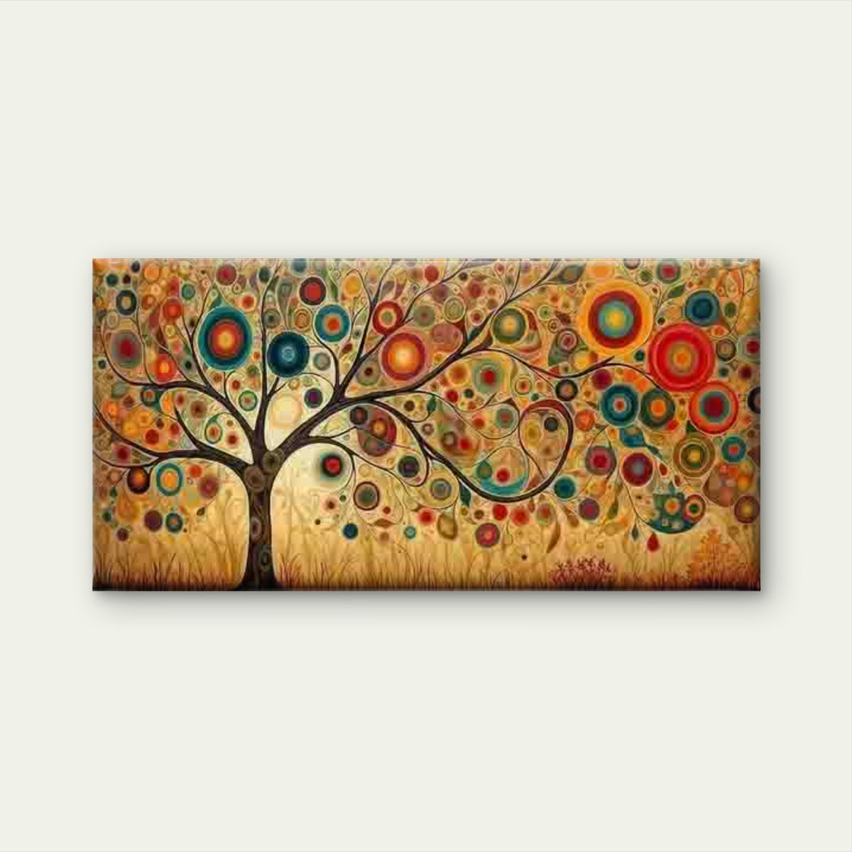 Abstract Tree Colorful Leaves Wall Art Canvas Office Home Room Framed 120x60cm