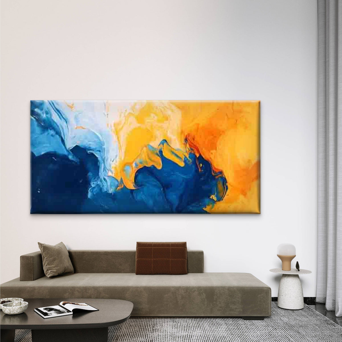 Fluid Movement Dynamic Flow Wall Art Canvas Office Home Room Framed 120x60cm