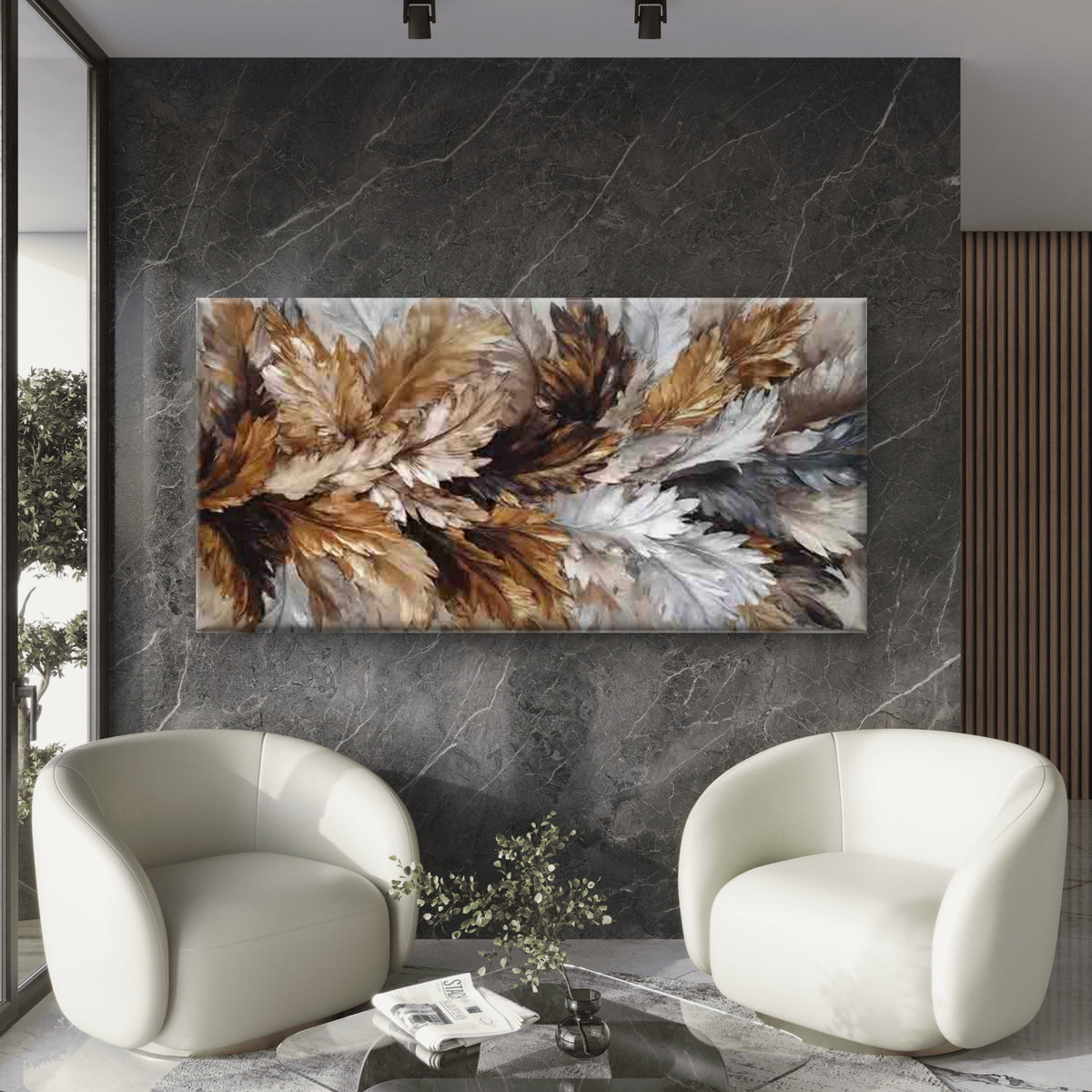 Elegant Feather Artwork Wall Art Canvas Office Home Room Framed 120x60cm