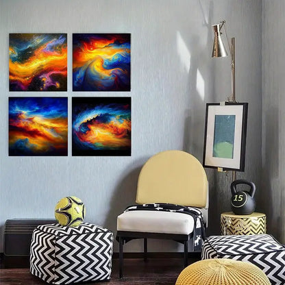 4pcs Vintage Abstract   Coloured sunset  CD  Wall Art Canvas Framed