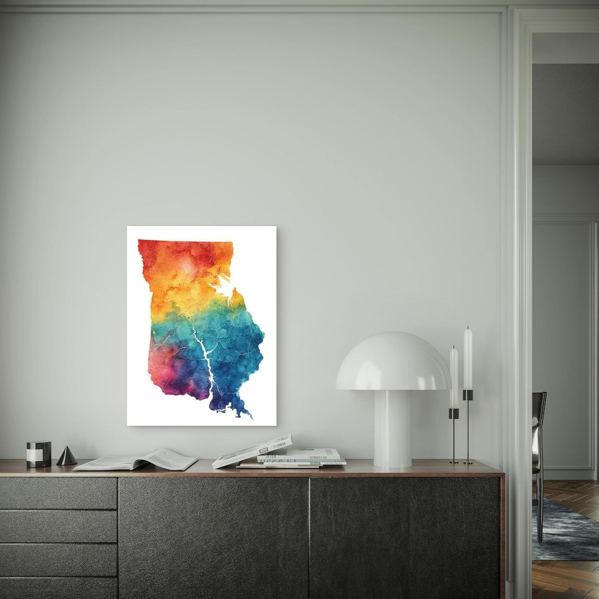 Ontario Canada Map Abstract Watercolor Metal Print Ready to Hang