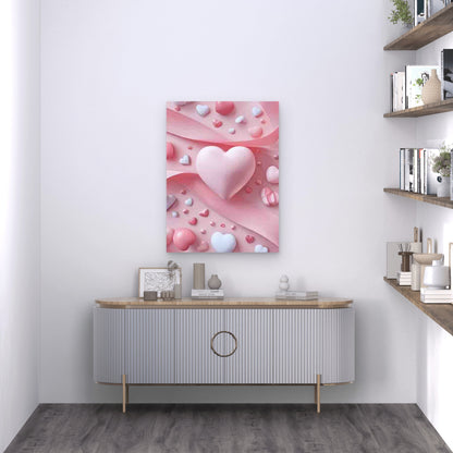 Pink Ribbon Screensaver, Romantic Design 60x90cm Metal Print Ready to Hang