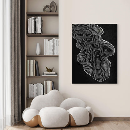Abstract Wave Lines 60x90cm Metal Print Ready to Hang